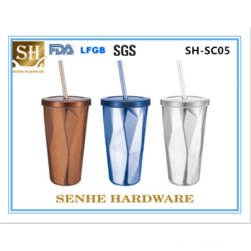 450ml Stainless Steel Coffee Mug with Straw (SH-SC05)